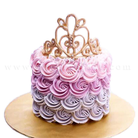 Rosette Swirls Ombre Cake with Tiara